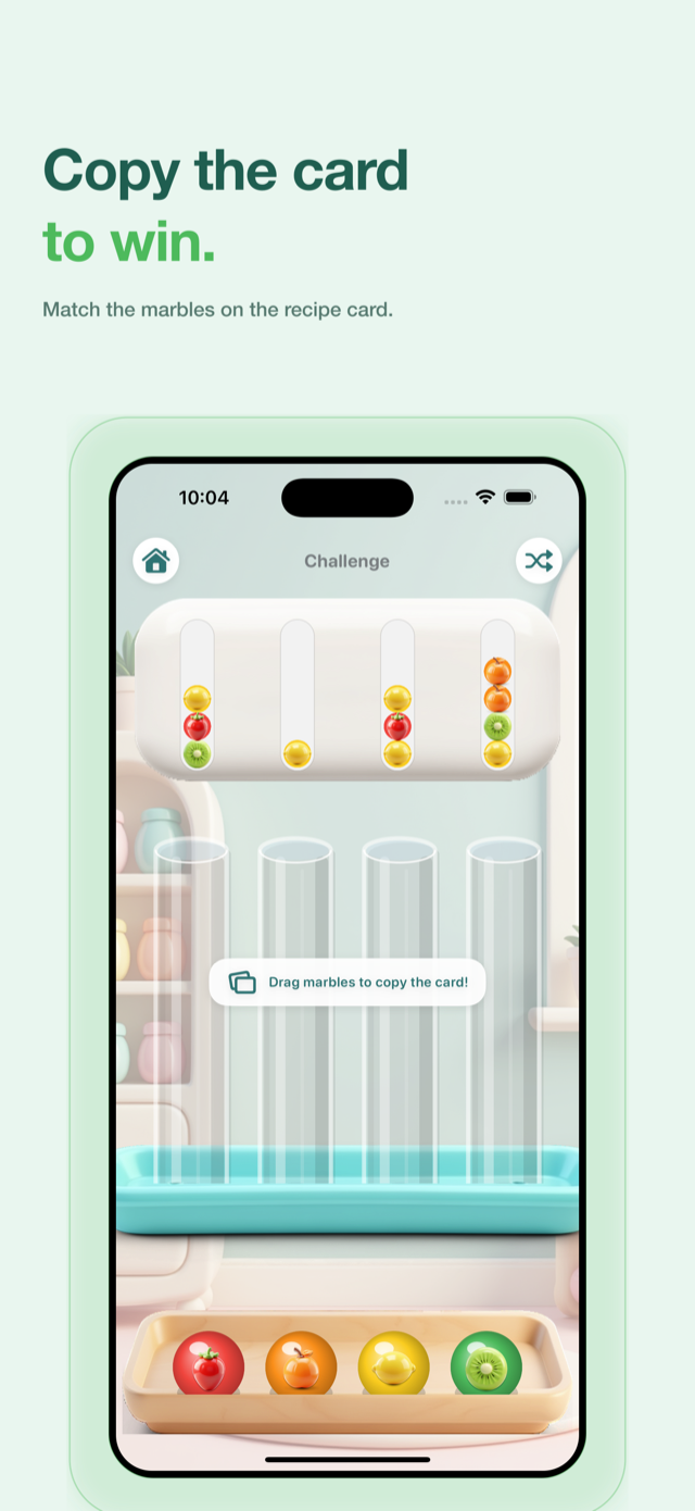 Challenge mode — copy the recipe card