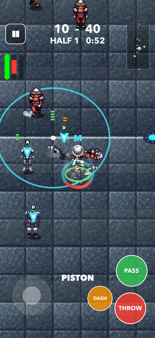 Open play, both teams spread across the arena
